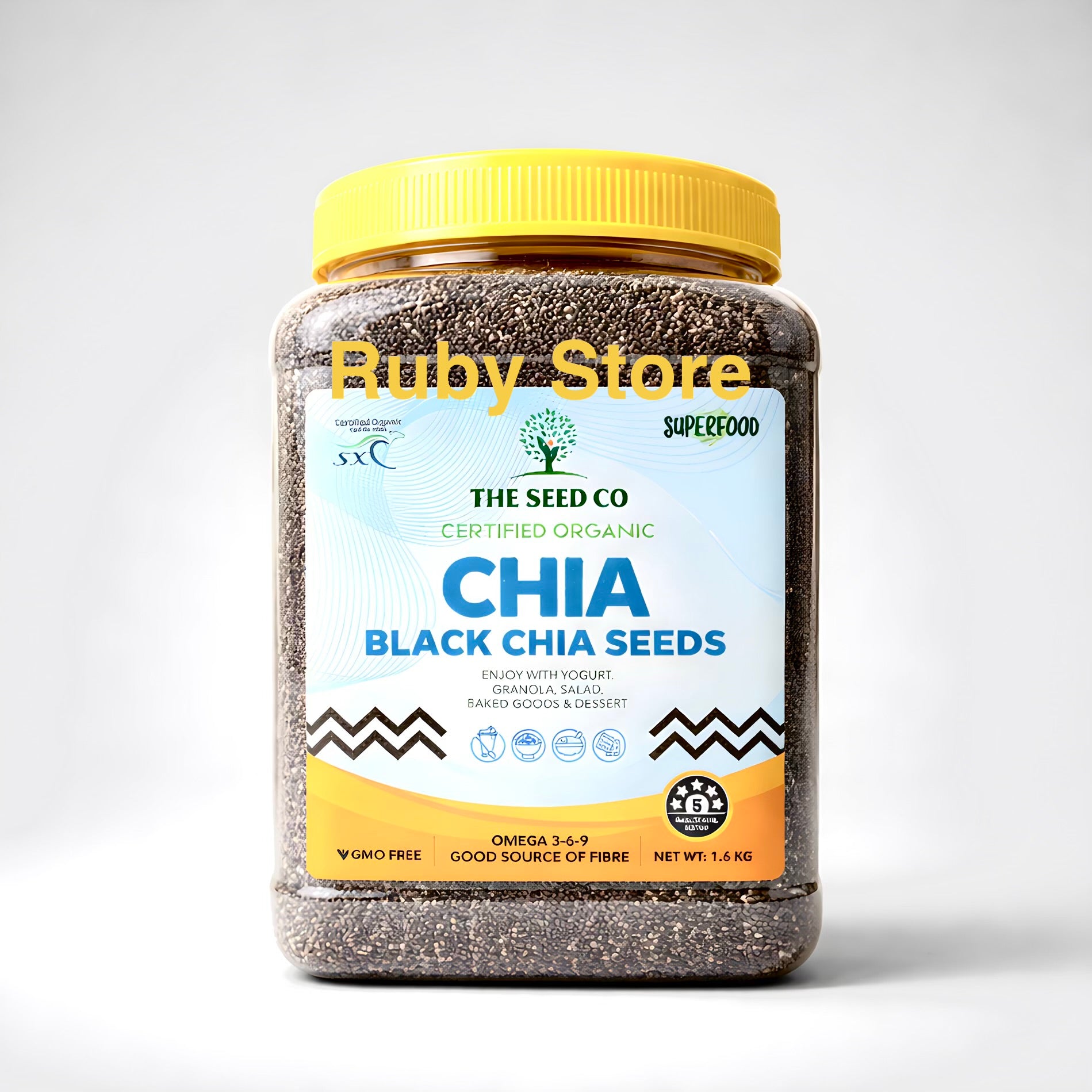 The Seed Co Certified Organic CHIA 1.6kg Black Chia Seeds GMO Free Omega 3-6-9