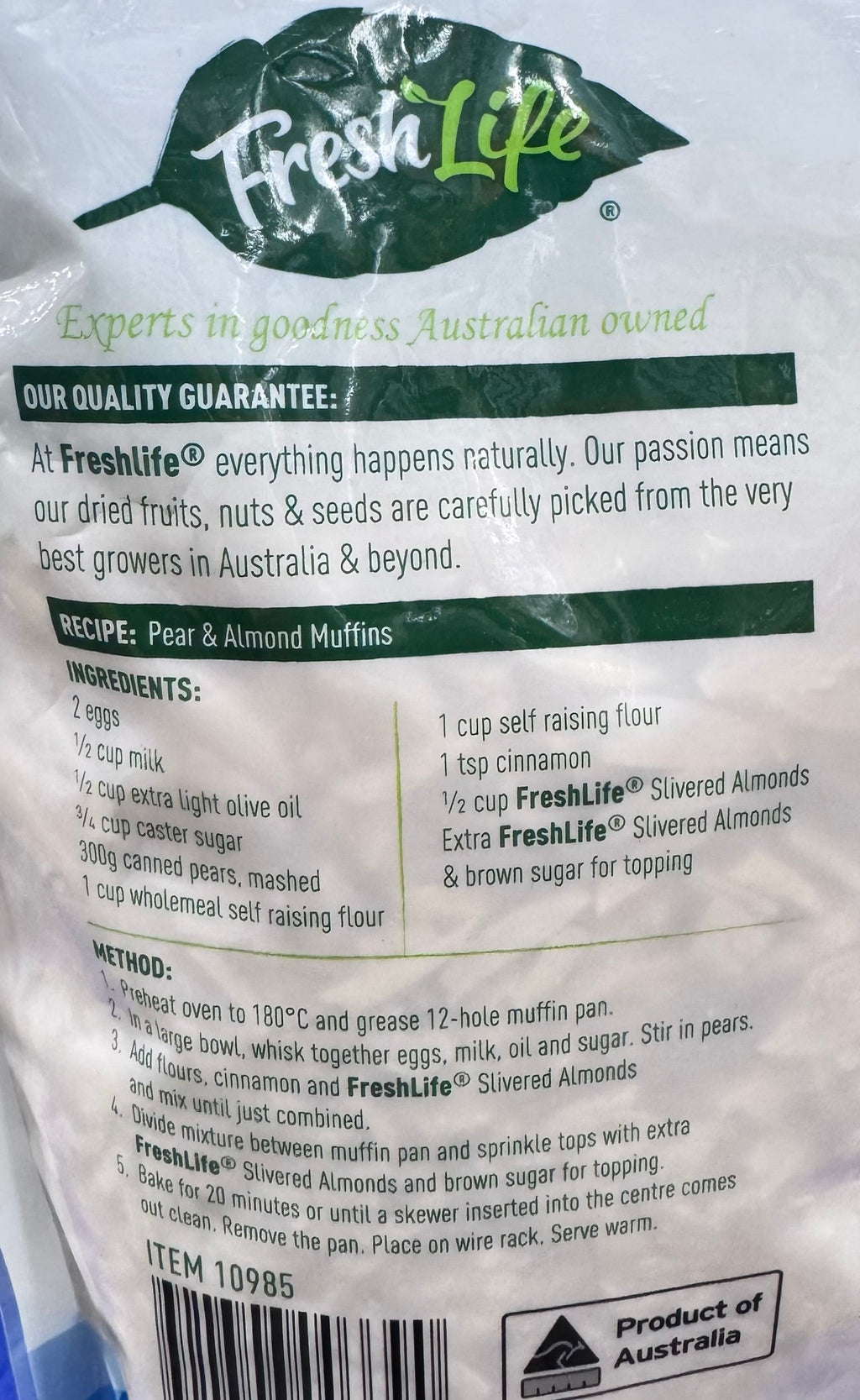 FreshLife Australian Slivered Almonds 1kg - 100% Australian Almonds