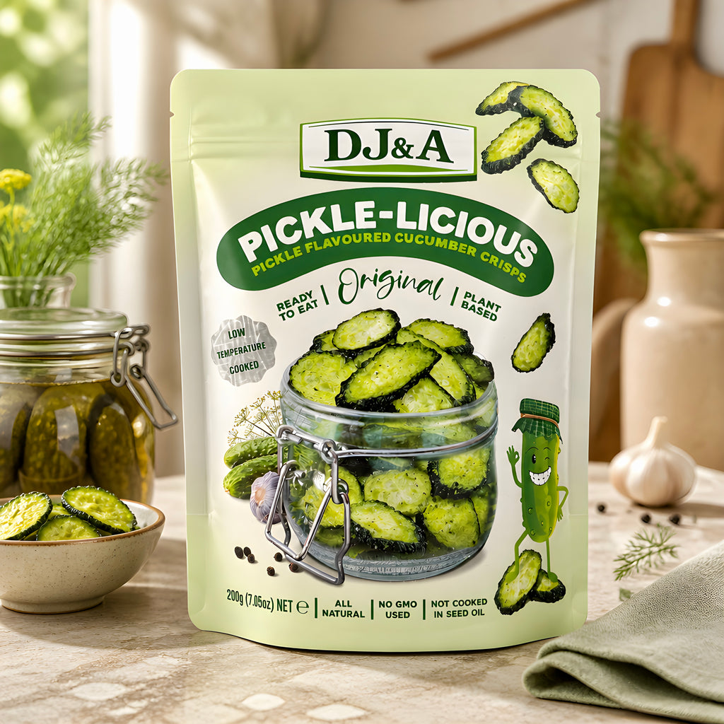 DJ&A Pickle-Licious Pickle Flavoured Cucumber Crisps Original 200g All Natural