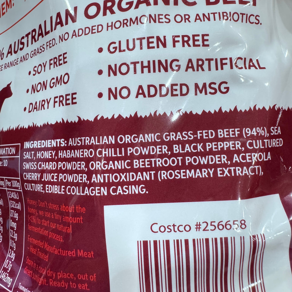 KOOEE! Organic Beef Snack Sticks - Spicy (250g - 10 Pack)