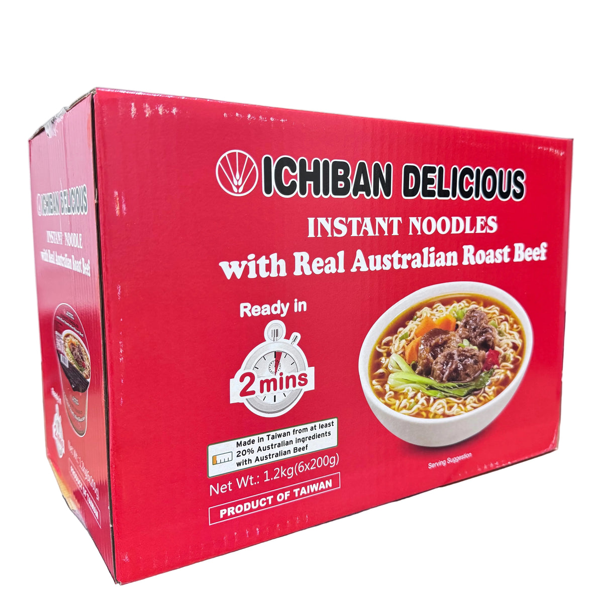 Ichiban Instant Noodle Bowls - Real Australian Roast Beef (6 Pack / 1.2kg)