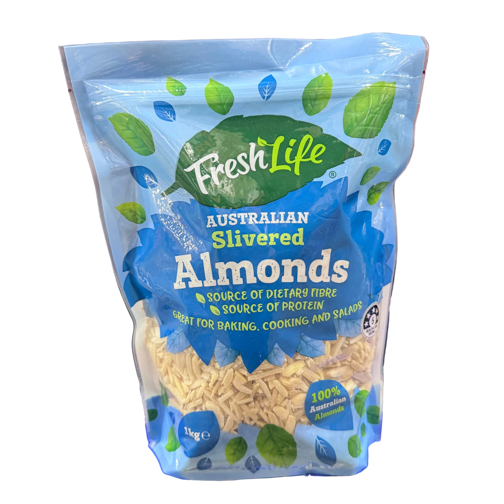FreshLife Australian Slivered Almonds 1kg - 100% Australian Almonds