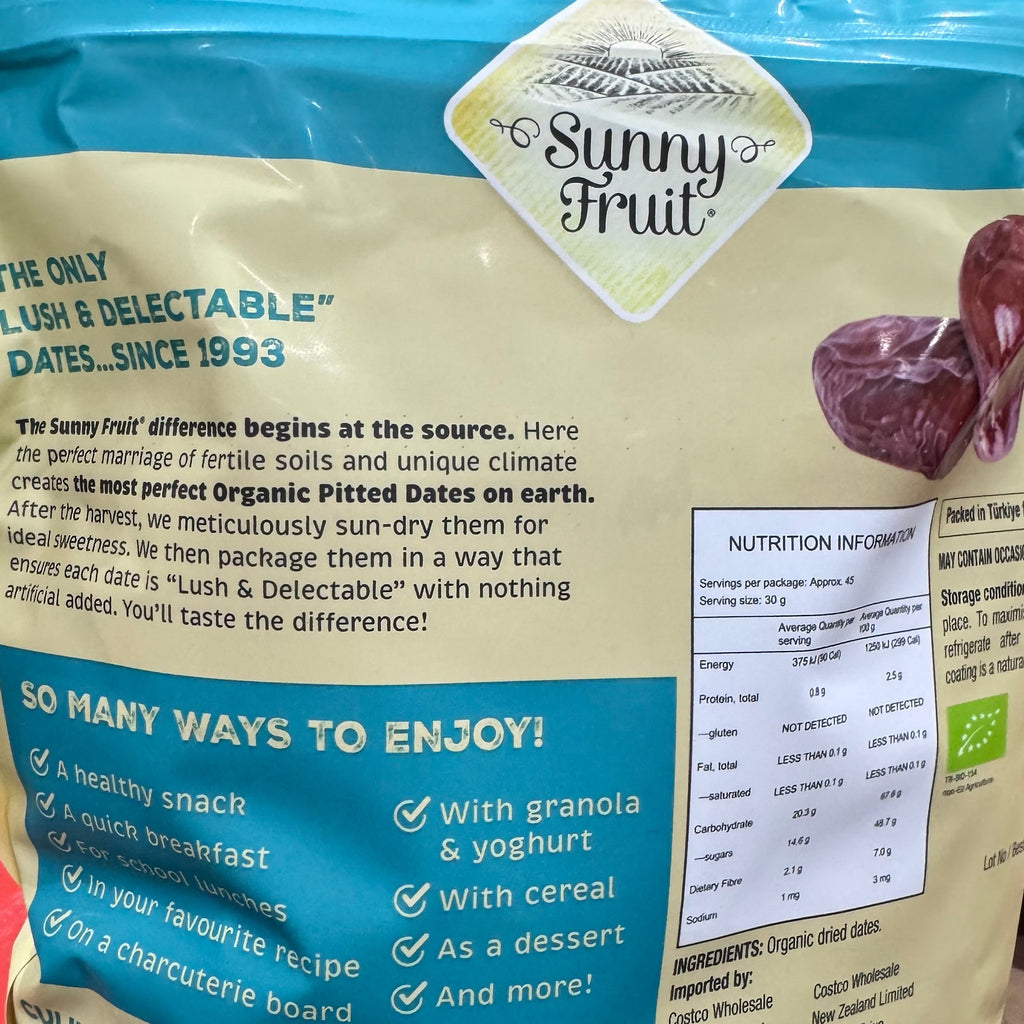 Sunny Fruit Organic Sun-Dried Pitted Deglet Nour Dates 1.36kg