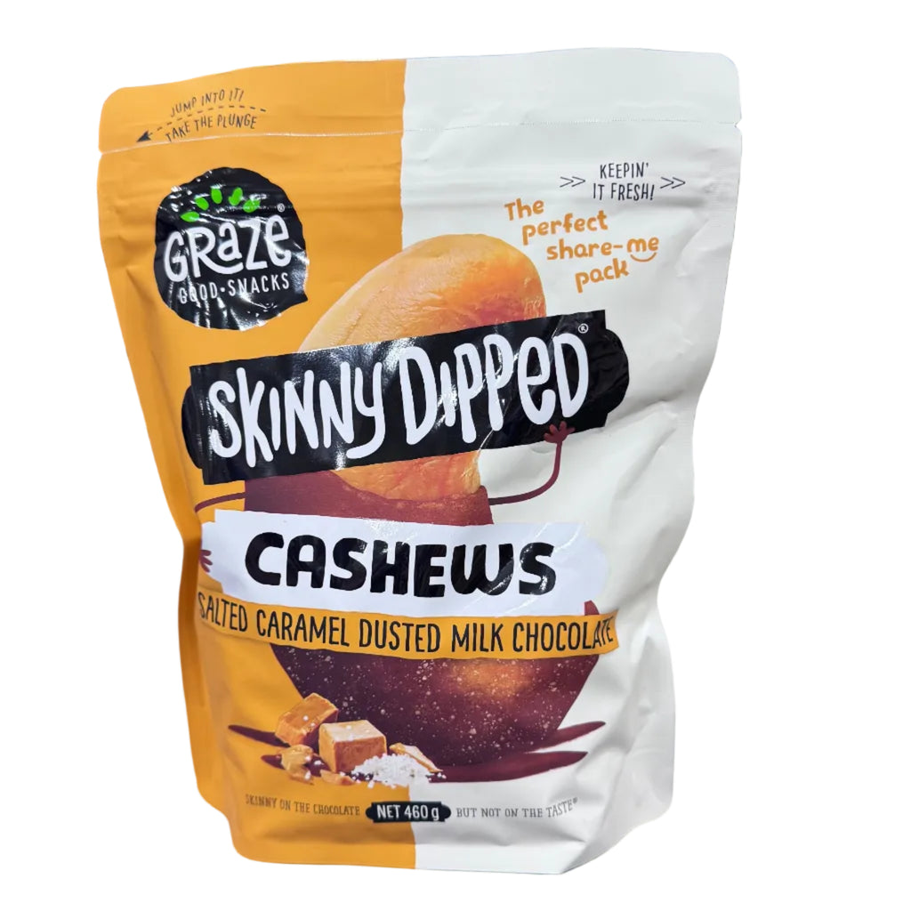 Graze Skinny Dipped Cashews Salted Caramel Milk Chocolate 460g