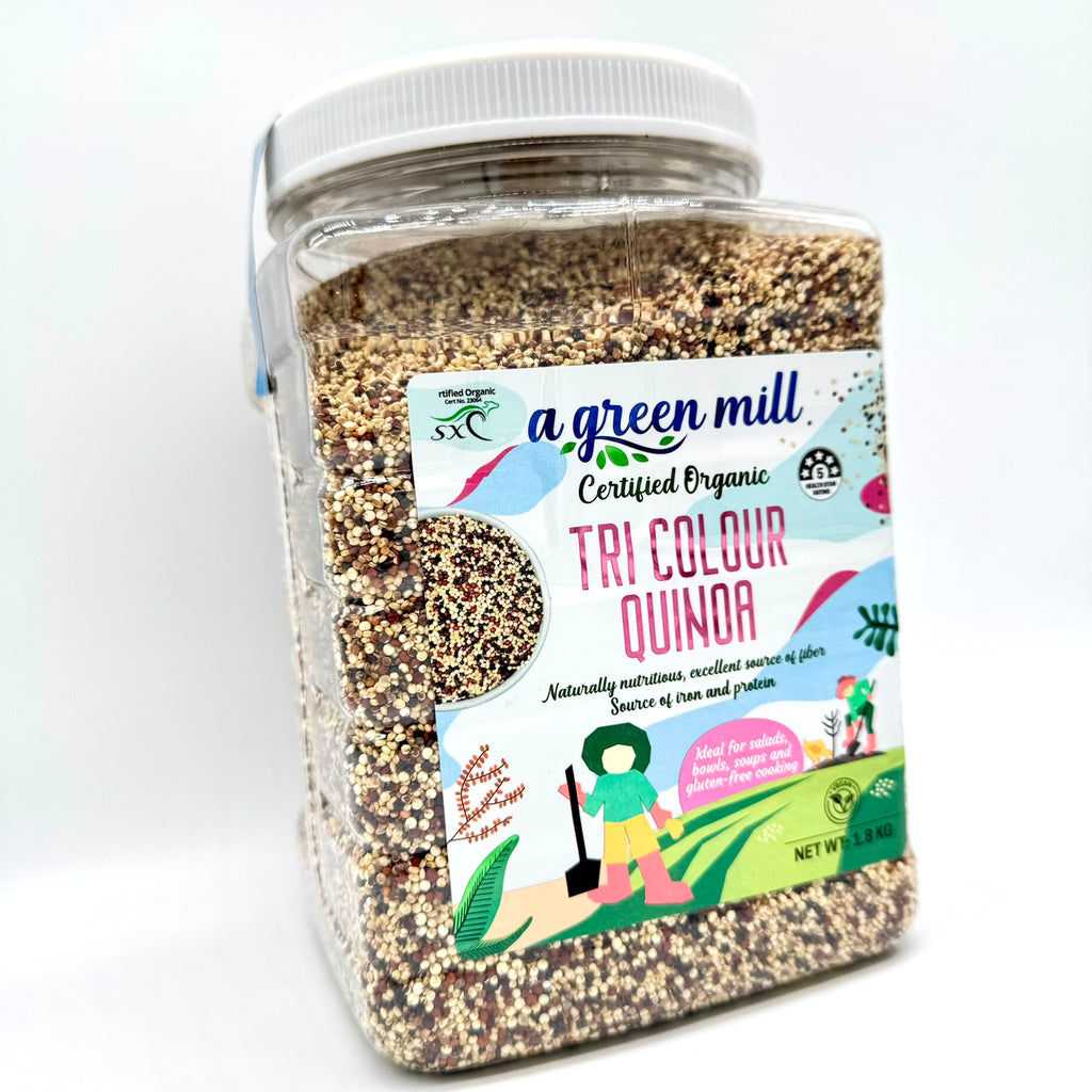 A GREEN MILL Certified Organic Tri Colour Quinoa 1.8Kg, 100% All Natural