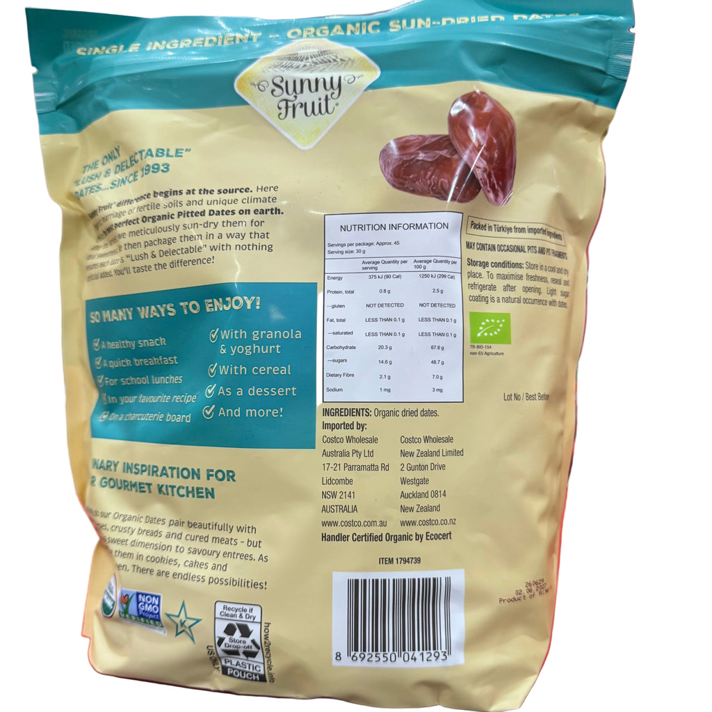 Sunny Fruit Organic Sun-Dried Pitted Deglet Nour Dates 1.36kg