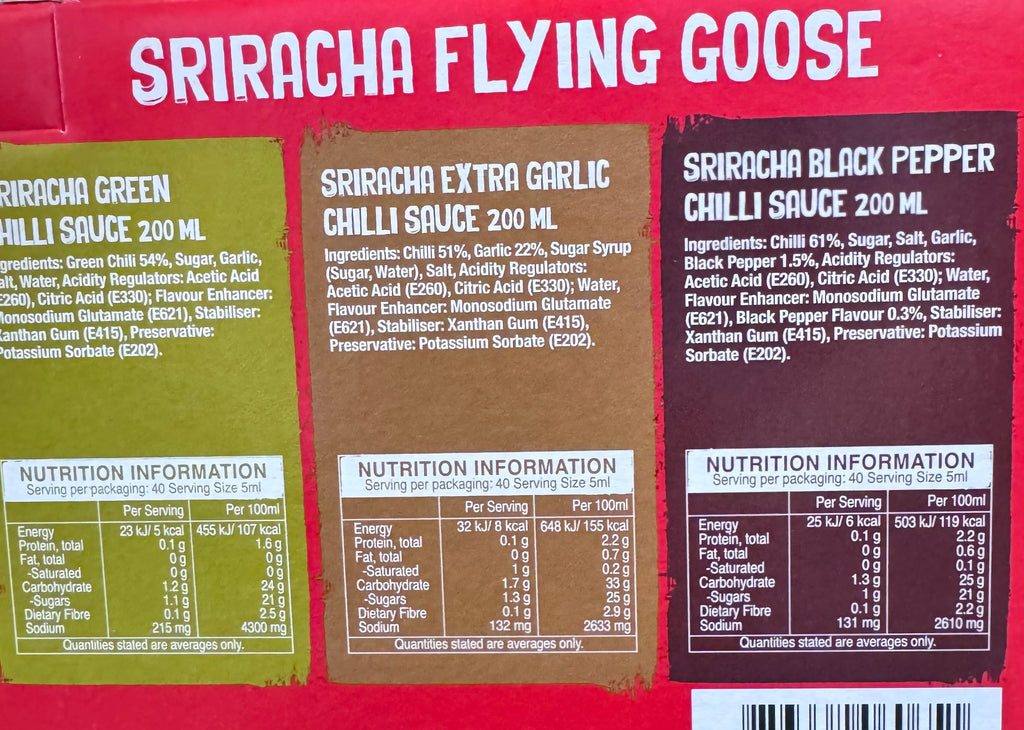 Flying Goose Sriracha Mixed Pack 6 x 200ml - Thai Hot Sauce Variety Set