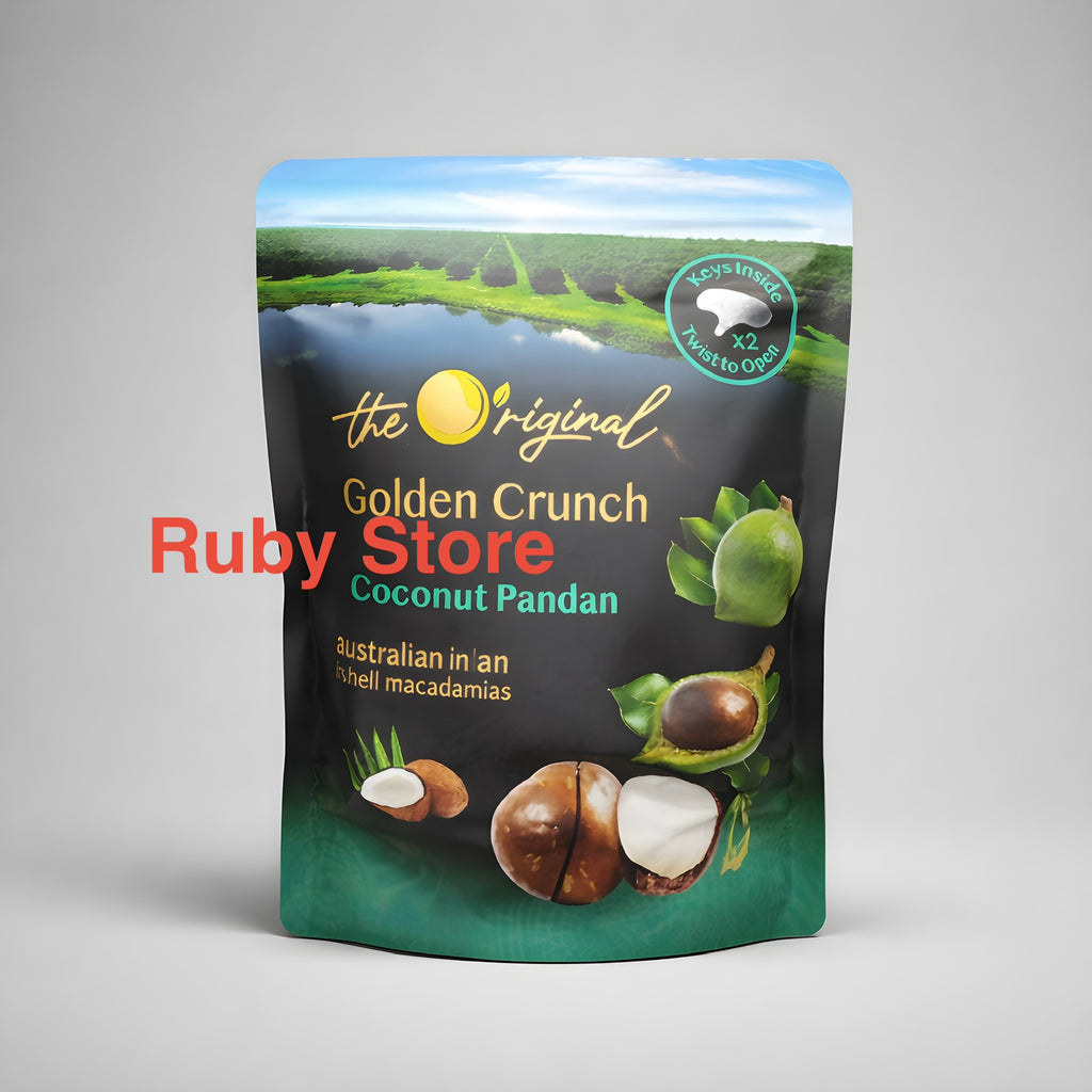 The Original Golden Crunch Coconut Pandan Inshell Macadamias 400G, 100% AU Grown
