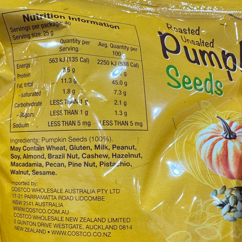 Roasted Unsalted Pumpkin Seeds 1kg – Healthy Snack Bag
