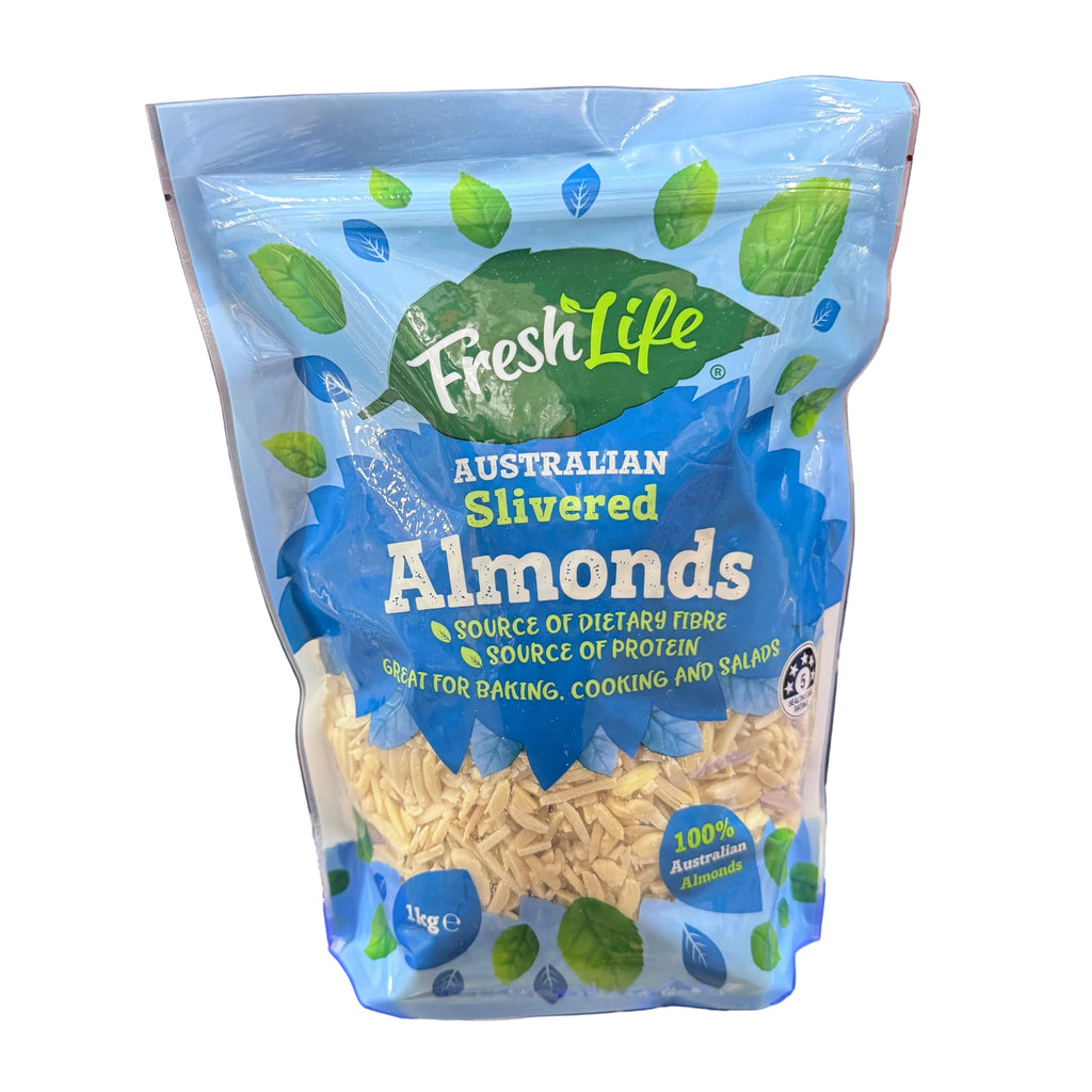 FreshLife Australian Slivered Almonds 1kg - 100% Australian Almonds