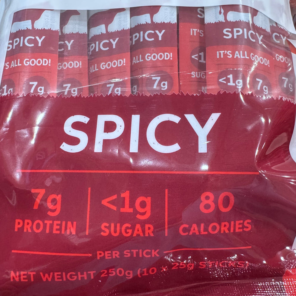KOOEE! Organic Beef Snack Sticks - Spicy (250g - 10 Pack)