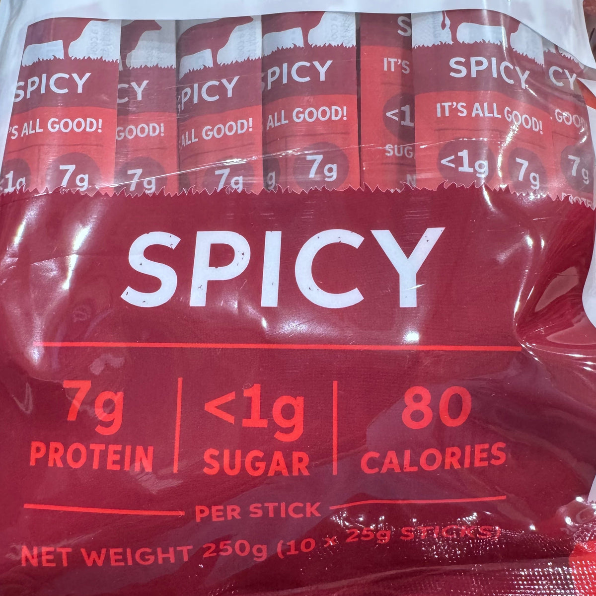 KOOEE! Organic Beef Snack Sticks - Spicy (250g - 10 Pack)