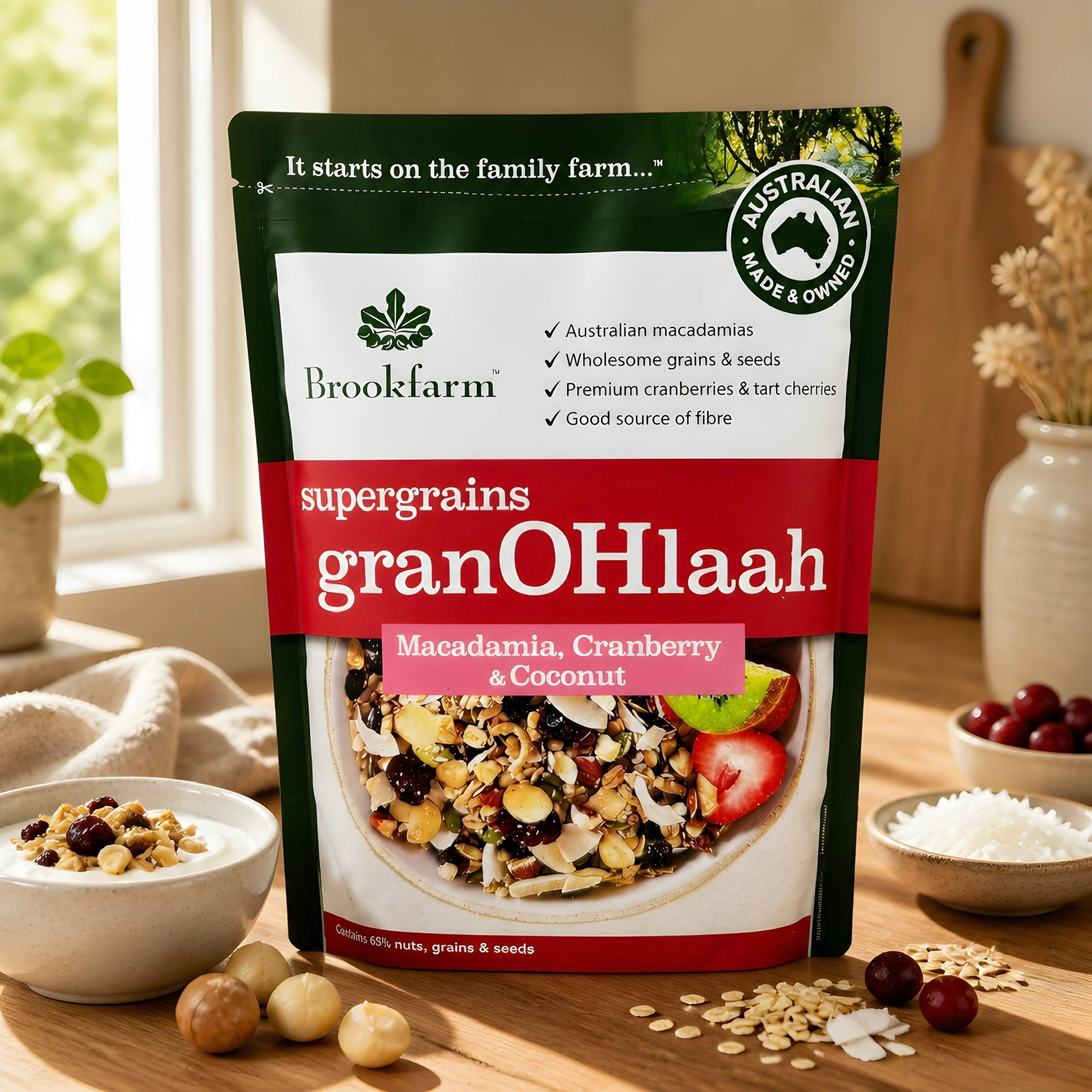 Brookfarm Supergrains GranOHlaah Macadamia Cranberry&Coconut 1.3kg, Seeds *NEW*