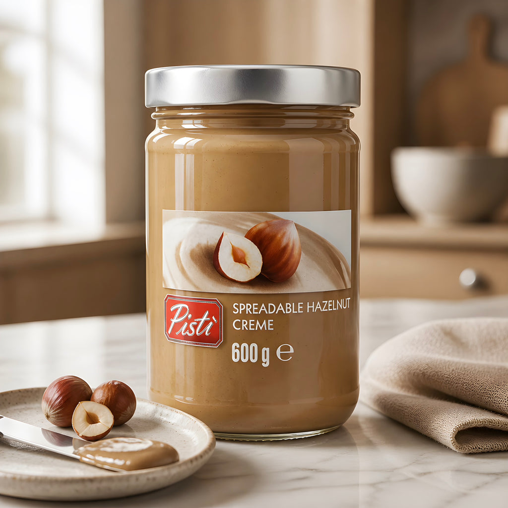 Pisti Spreadable Hazelnut Creme 600g - Non GMO, Gluten Free , Made in Italy