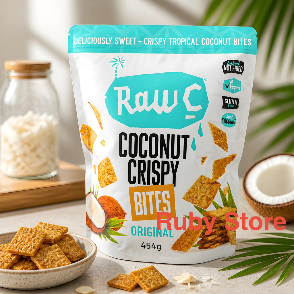 Raw C Coconut Crispy Bites Original 454g Gluten Free, Real Coconut, GMO Free
