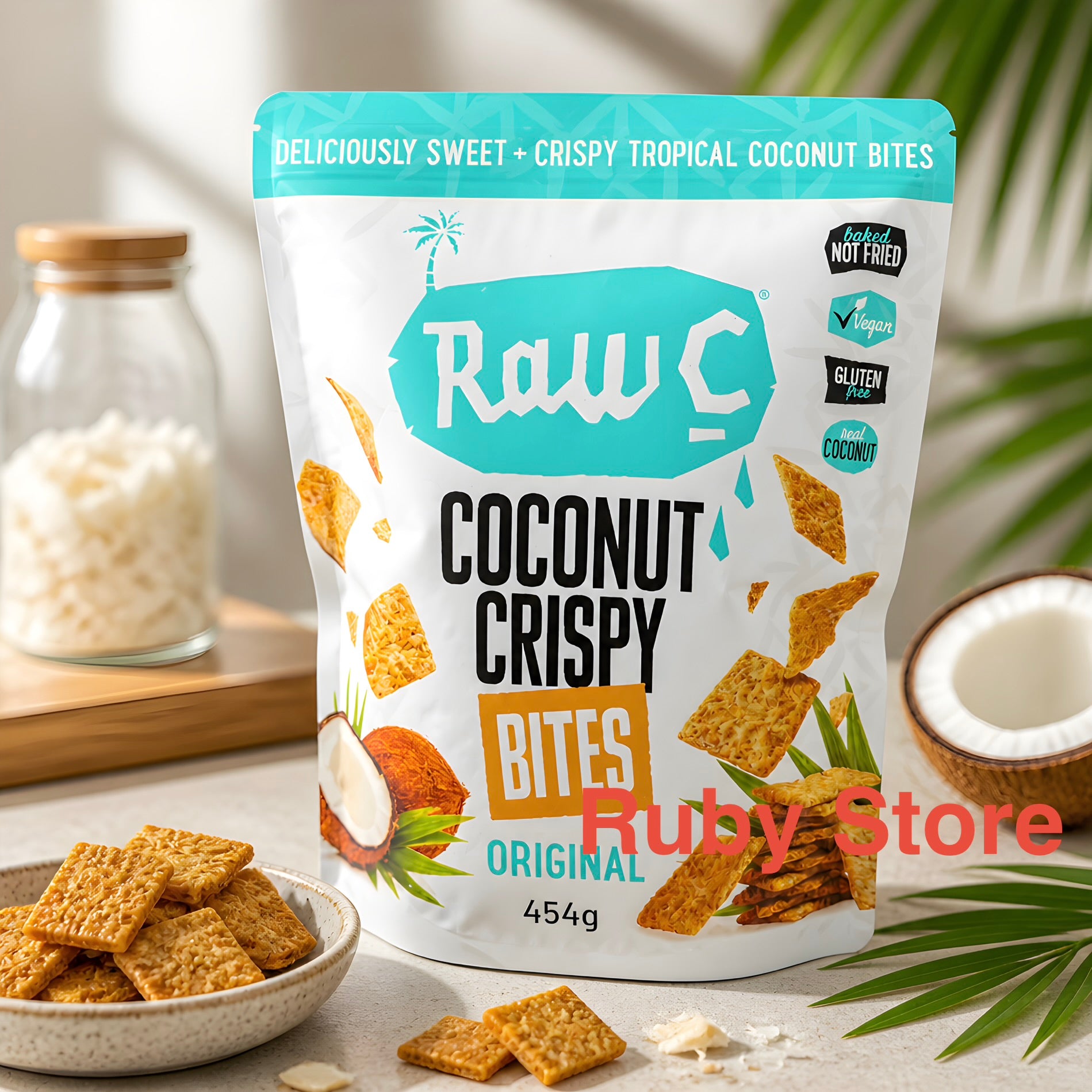 Raw C Coconut Crispy Bites Original 454g Gluten Free, Real Coconut, GMO Free