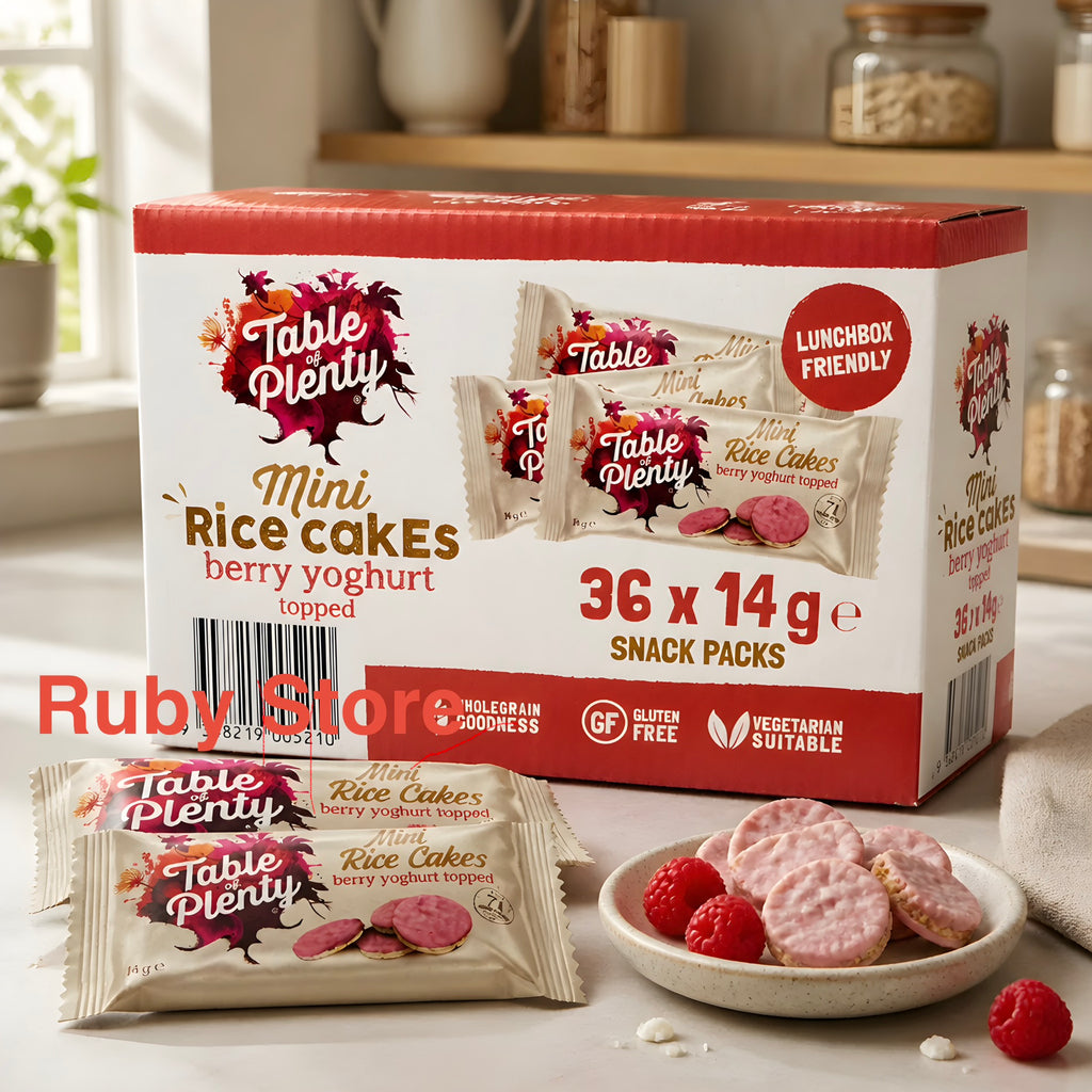 Table of Plenty Mini Rice Cakes Berry Yoghurt Topped 36 X 14g Snack Packs