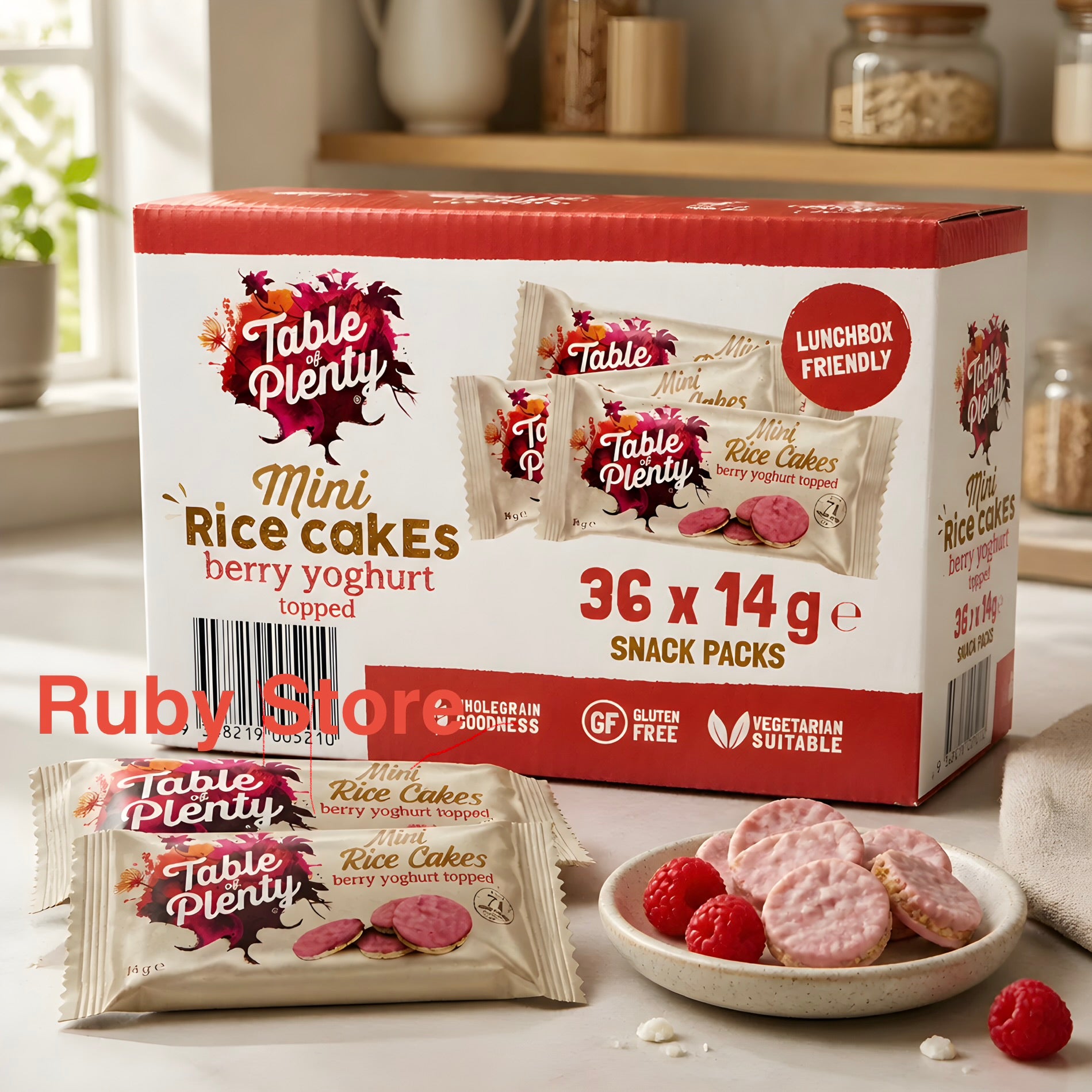 Table of Plenty Mini Rice Cakes Berry Yoghurt Topped 36 X 14g Snack Packs