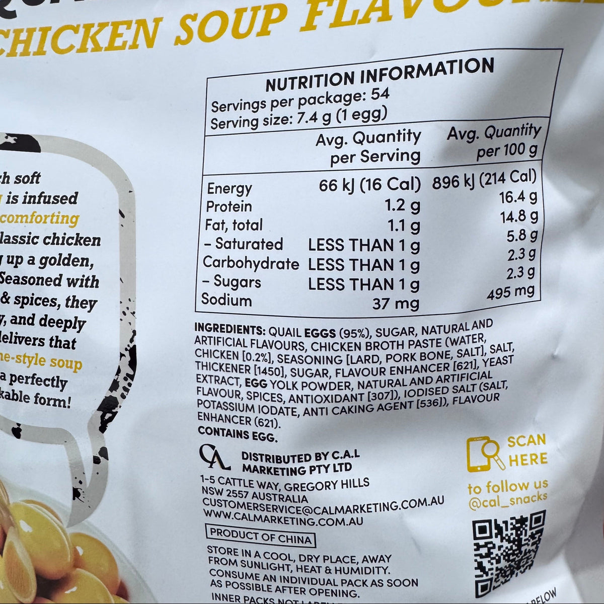 The Snak Yard Chicken Soup Flavoured Quail Eggs 400g (54 Packs)