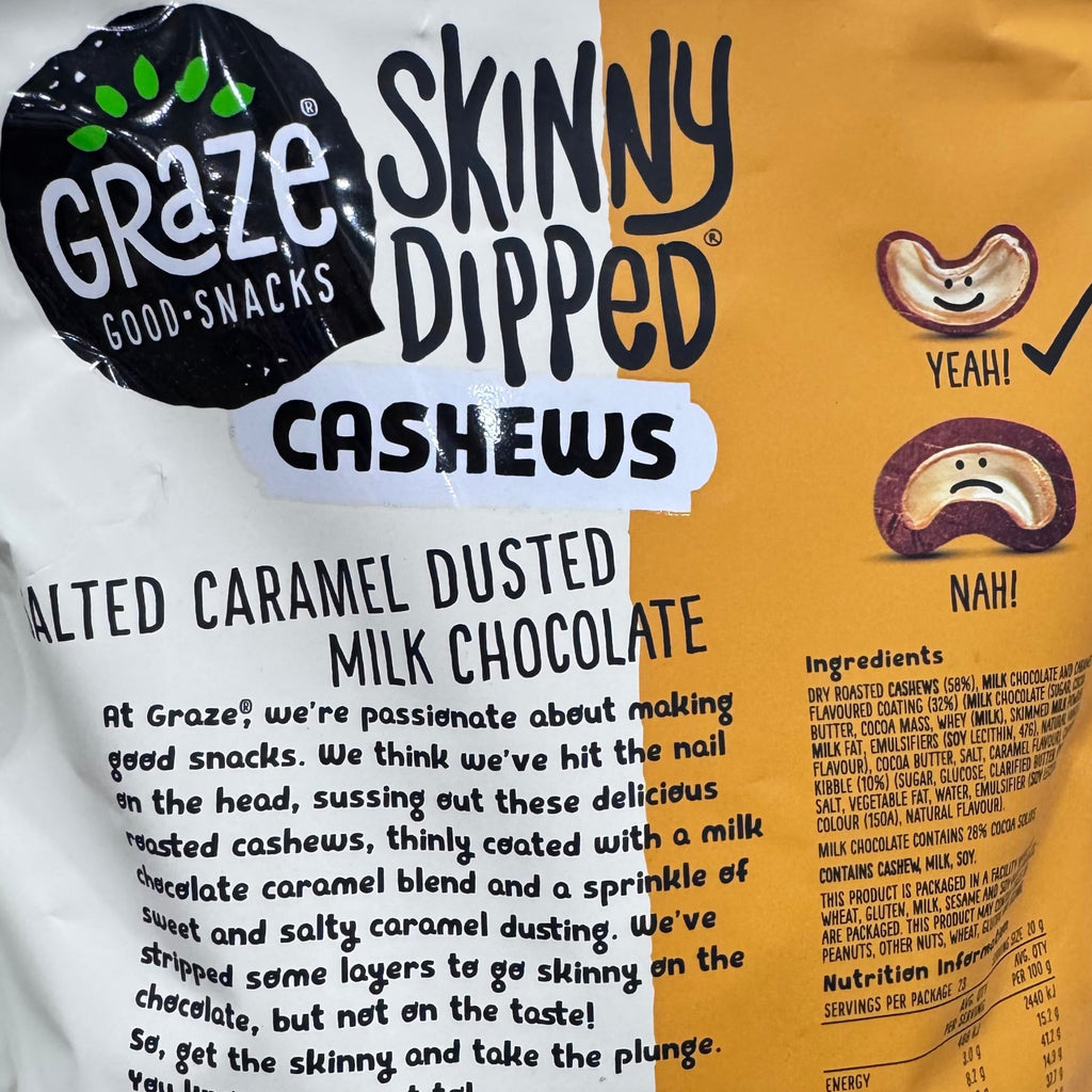 Graze Skinny Dipped Cashews Salted Caramel Milk Chocolate 460g