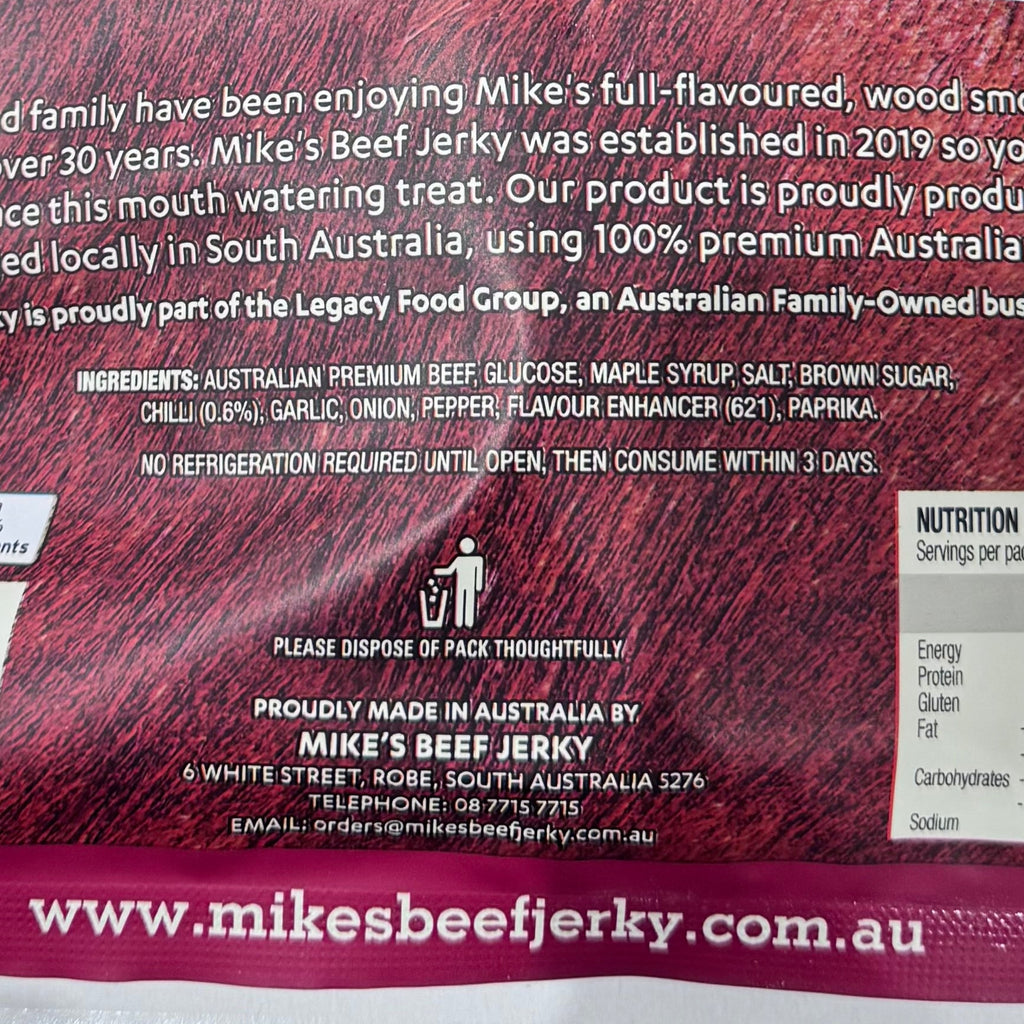 Mike's Sweet Chilli Beef Jerky 250g - Made in Australia