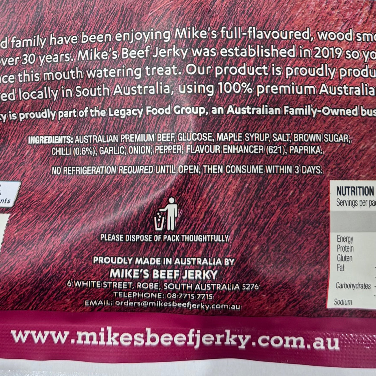 Mike's Sweet Chilli Beef Jerky 250g - Made in Australia