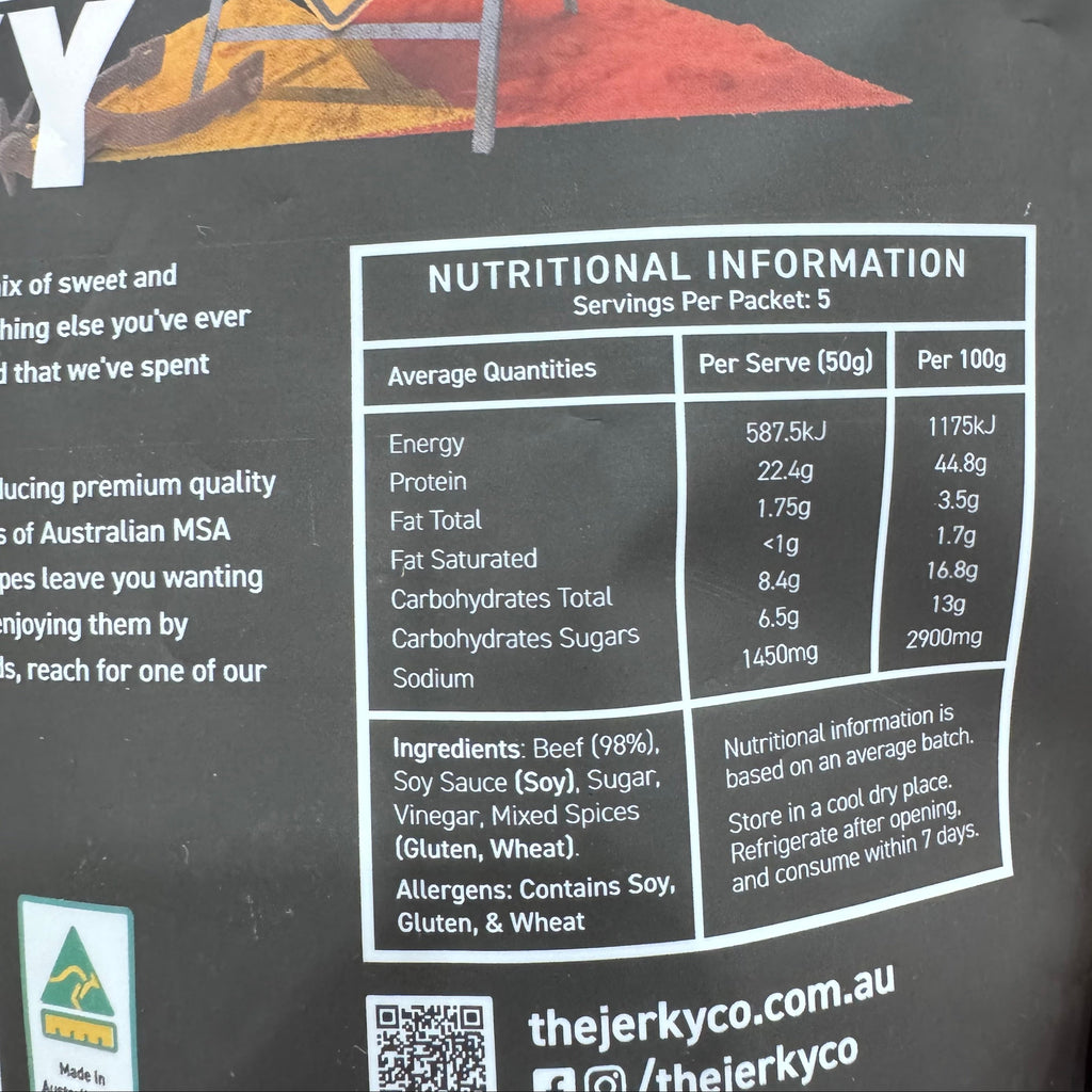 The Jerky Co Texan Beef Jerky 250g - Premium Australian MSA Beef