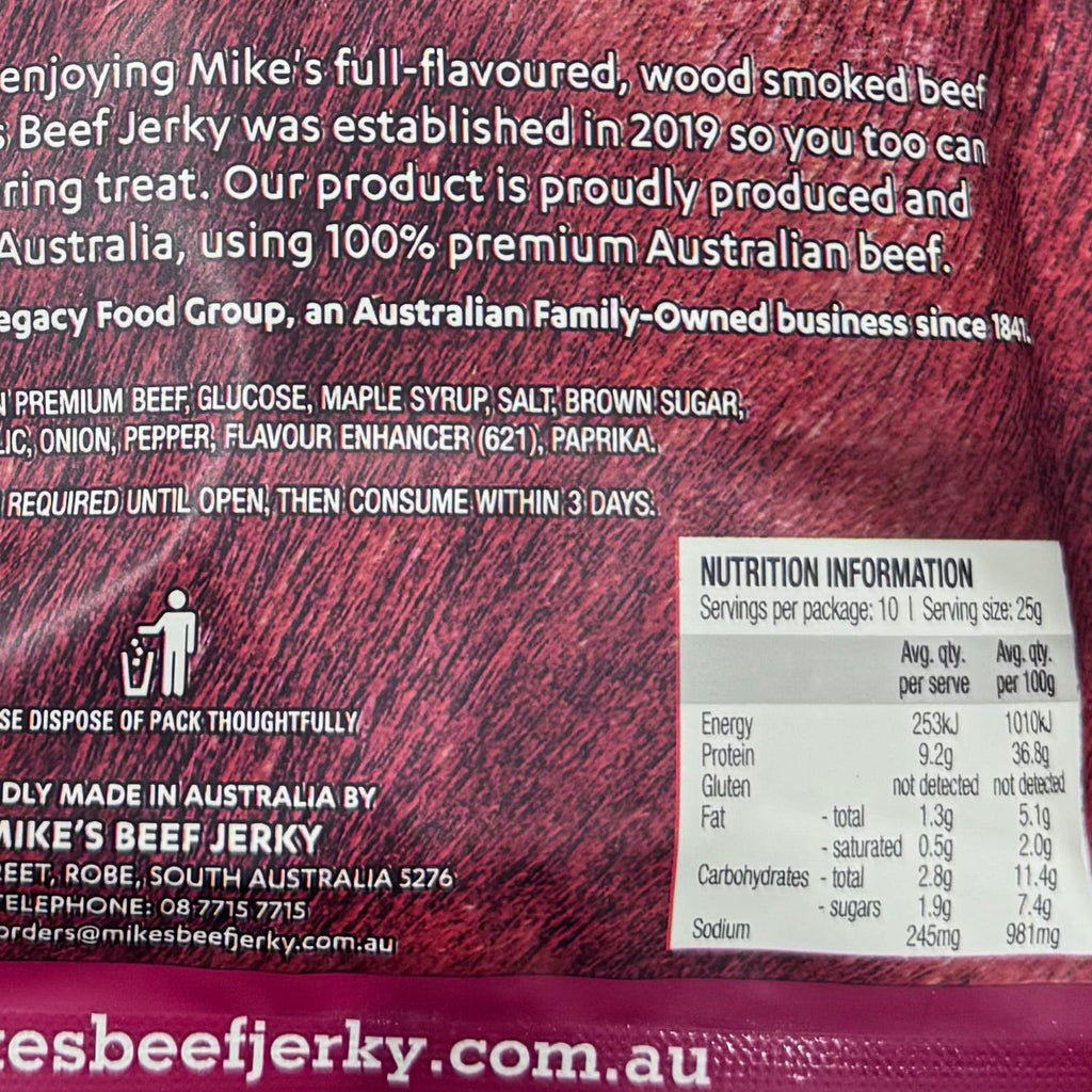 Mike's Sweet Chilli Beef Jerky 250g - Made in Australia