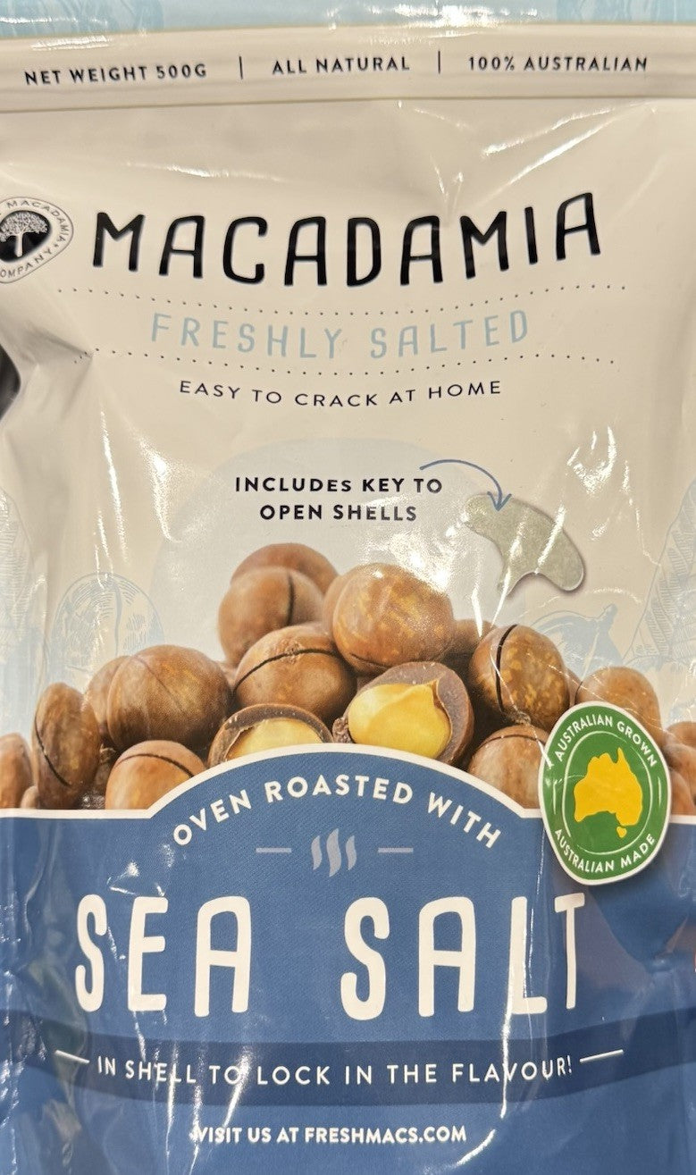 Fresh Macadamia Nuts 500g Roasted with Sea Salt In Shell 100% AU Ingredients