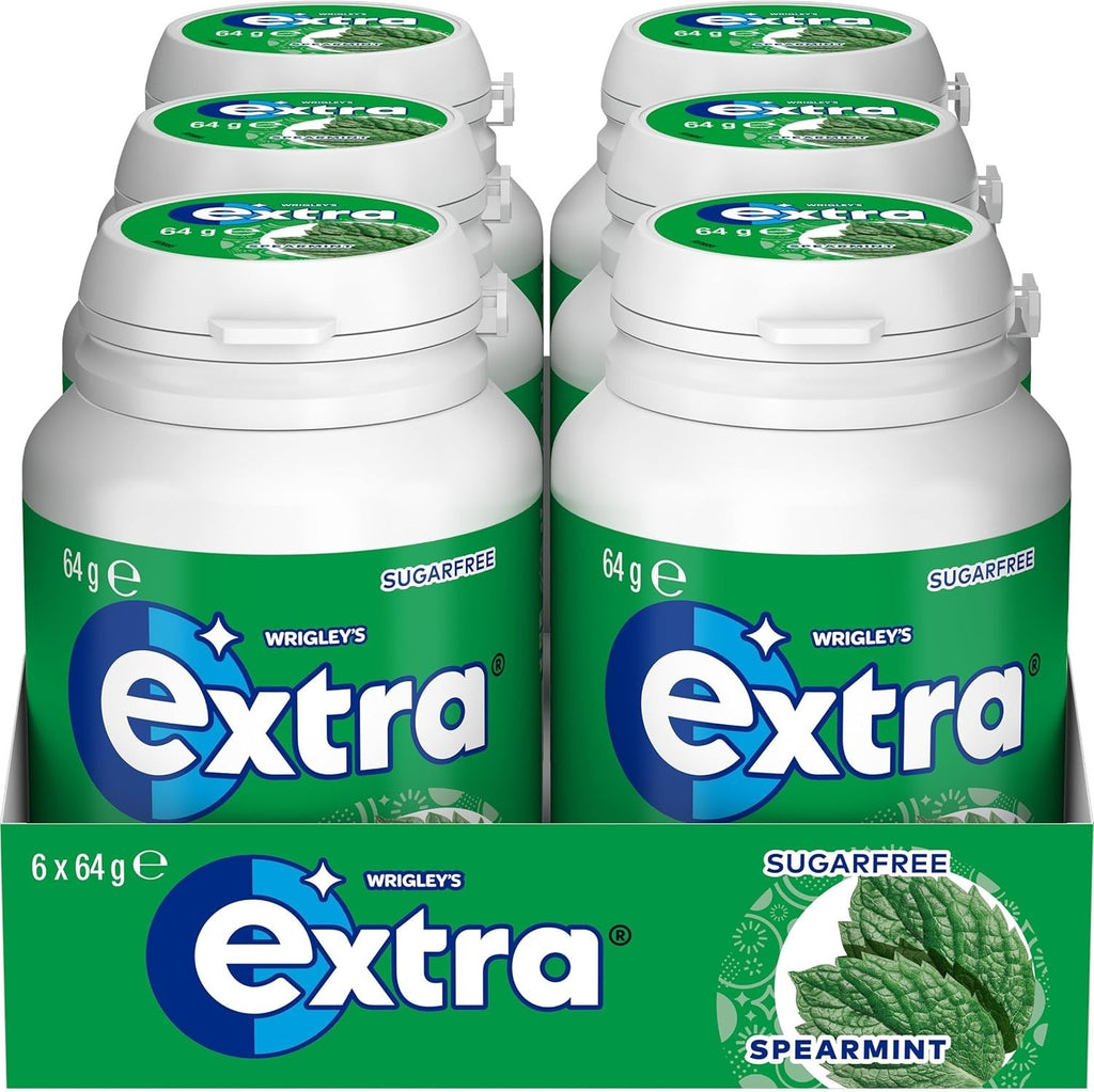 Extra Spearmint,  64g Bottle (Case of 6), Sugar Free Chewing Gum, *Free Ship*