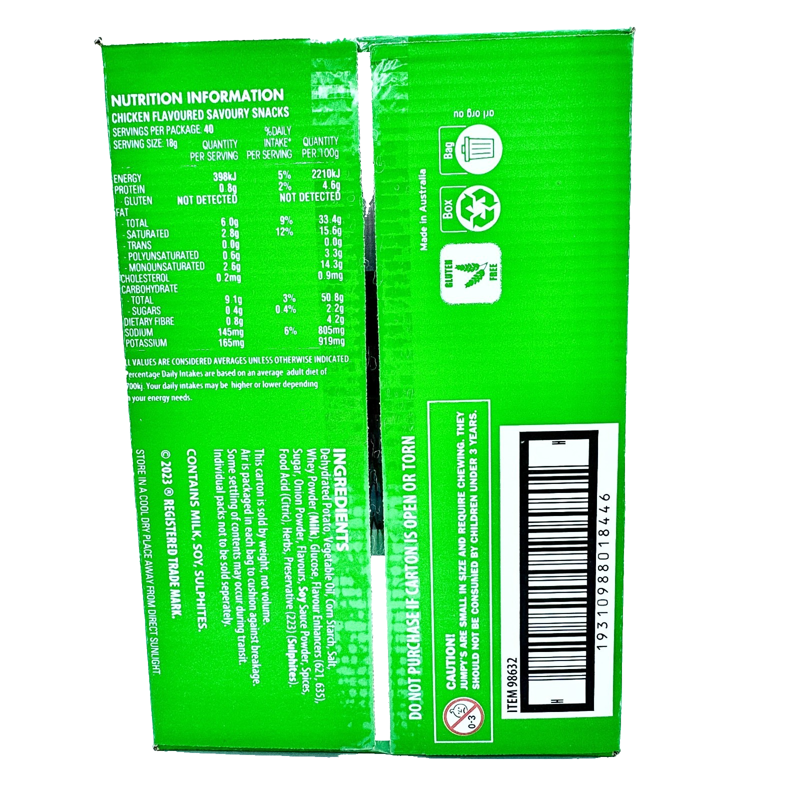 *NEW* Jumpy's Chicken Flavoured Crunchy Potato Snacks 720g ( 40 x 18g ) *NEW*