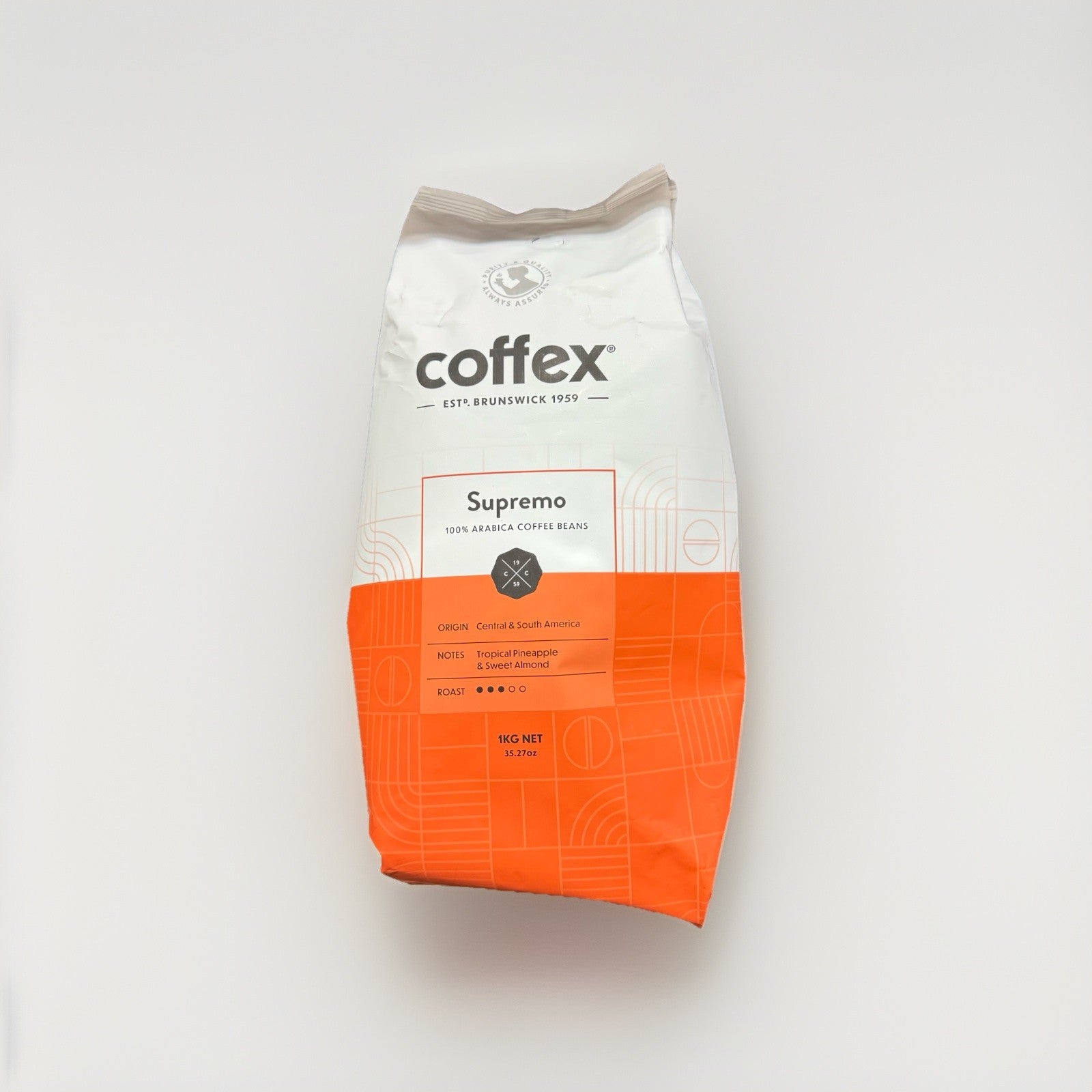 1kg x Coffex Supremo Blend 100% Arabica Whole Coffee Bean Roaster Medium Roast