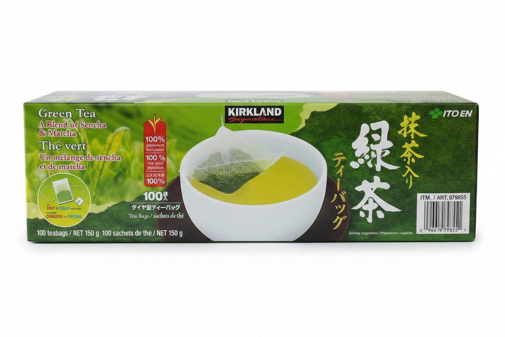 Kirkland Signature Japanese Green Tea Sench&Matcha Blend Leaves-100 Tea Bags