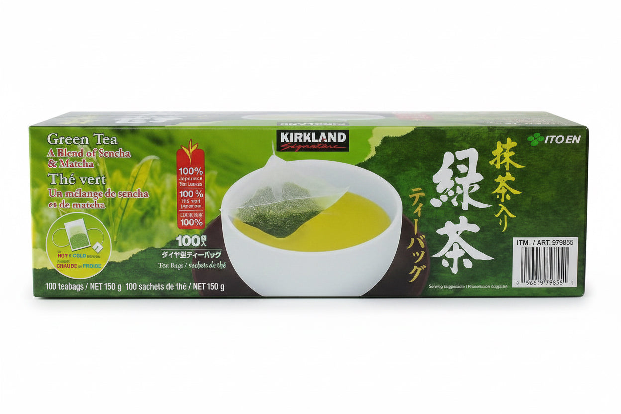 Kirkland Signature Japanese Green Tea Sench&Matcha Blend Leaves-100 Tea Bags