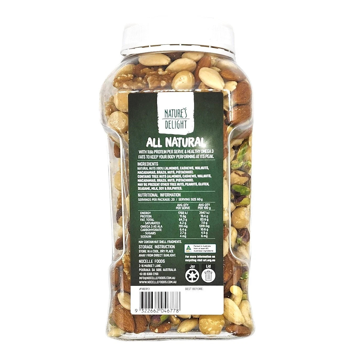 1.2kg All Natural Gluten Free Vegan Mixed Dried Raw Australian Unsalted Nuts