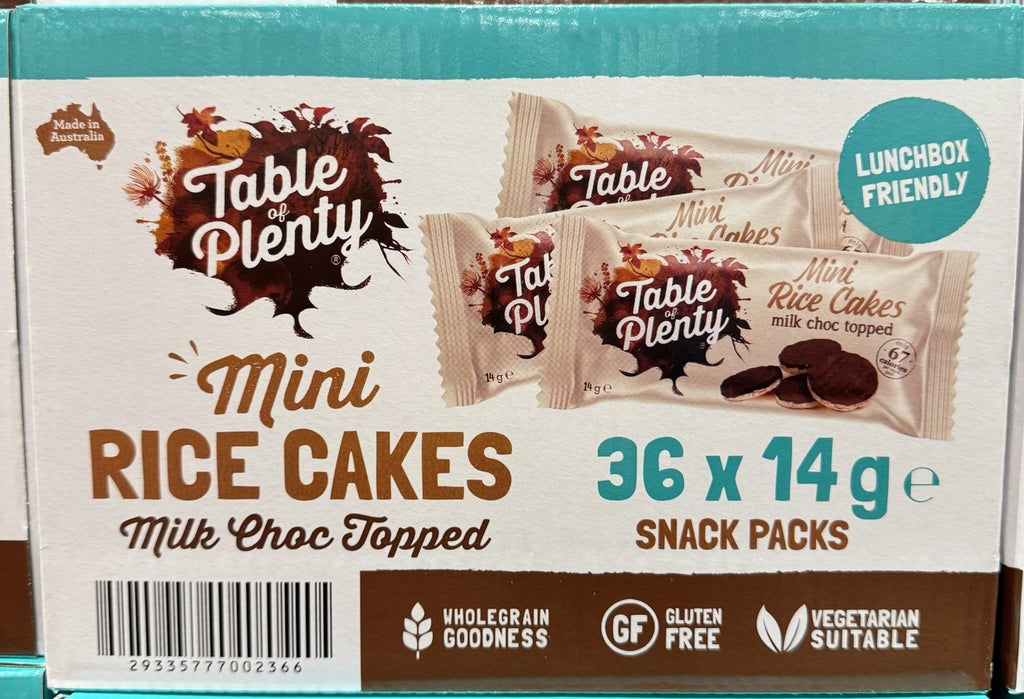 Table of Plenty Mini Rice Cakes Milk Chocolate Topped 36 X 14g Snack Packs