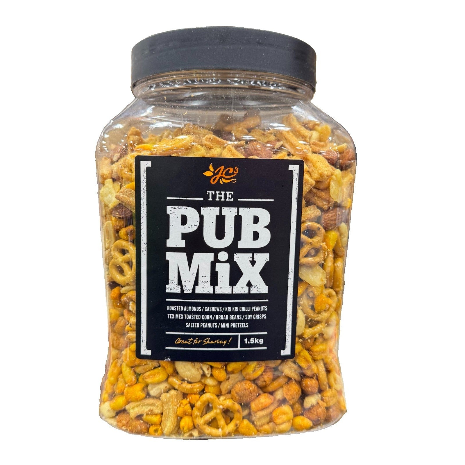 JC's Quality Foods The Pub Mix 1.5kg Mixed Nuts Pretzels Salted Party Snack Tub