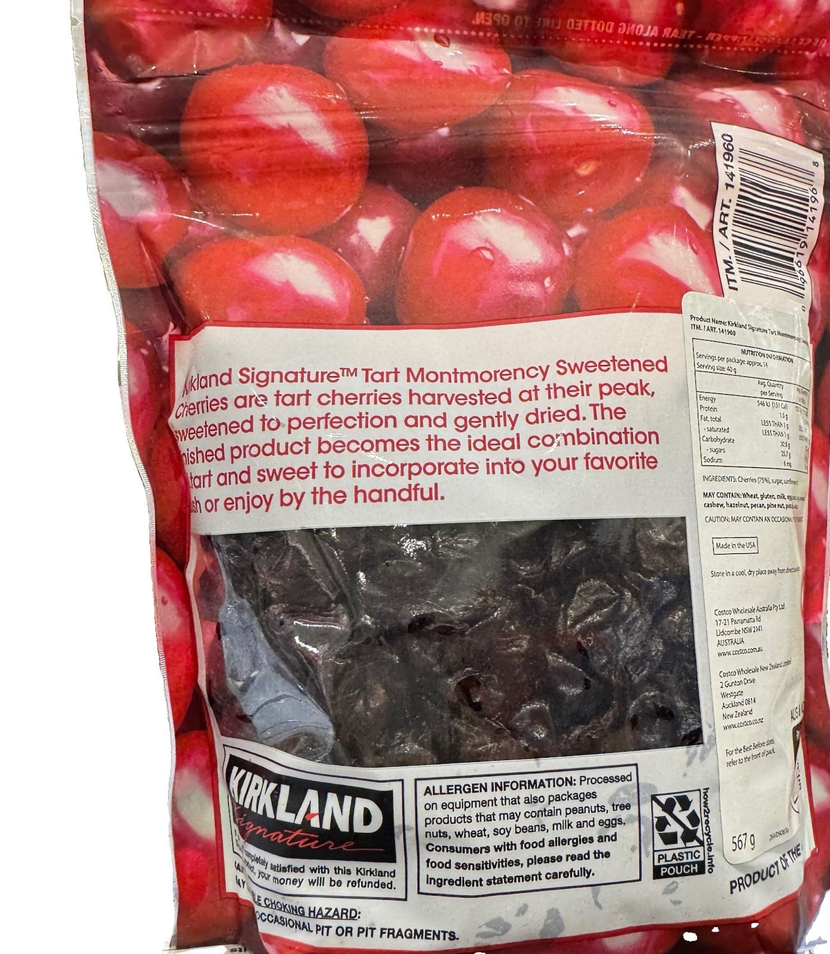 Kirkland Signature Whole Dried Tart Montmorency Cherries Sweetened 567g