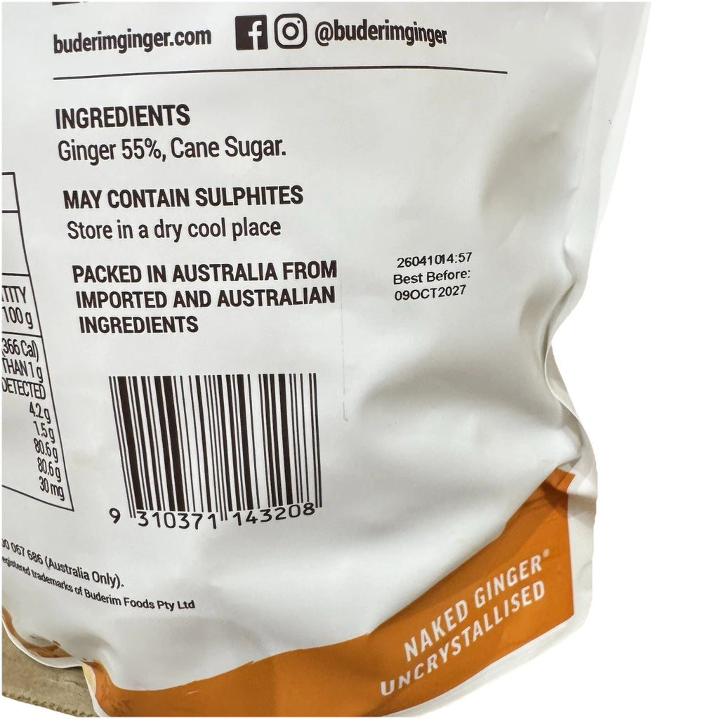 3PACK x Buderim Ginger Naked Ginger Deliciously Uncrystallised 1kg Perfect Snack