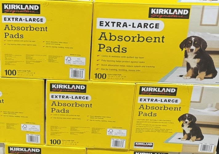Kirkland Signature Extra-Large Absorbent Puppy Dog Training Pad 100Count 58x76cm