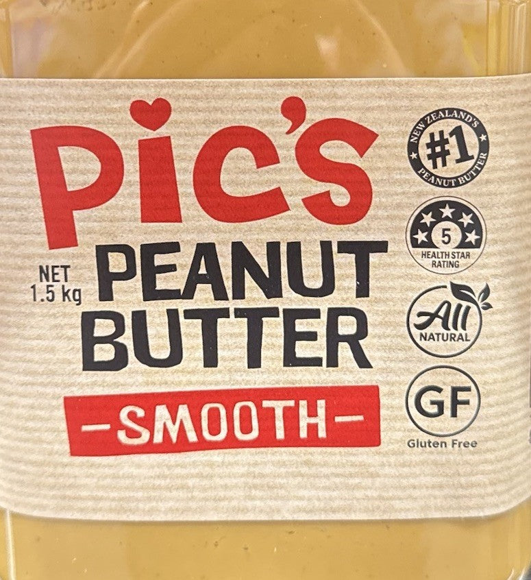 Pic's Peanut Butter Smooth 1.5kg Gluten Free Natural Spread Hi Oleic New Zealand