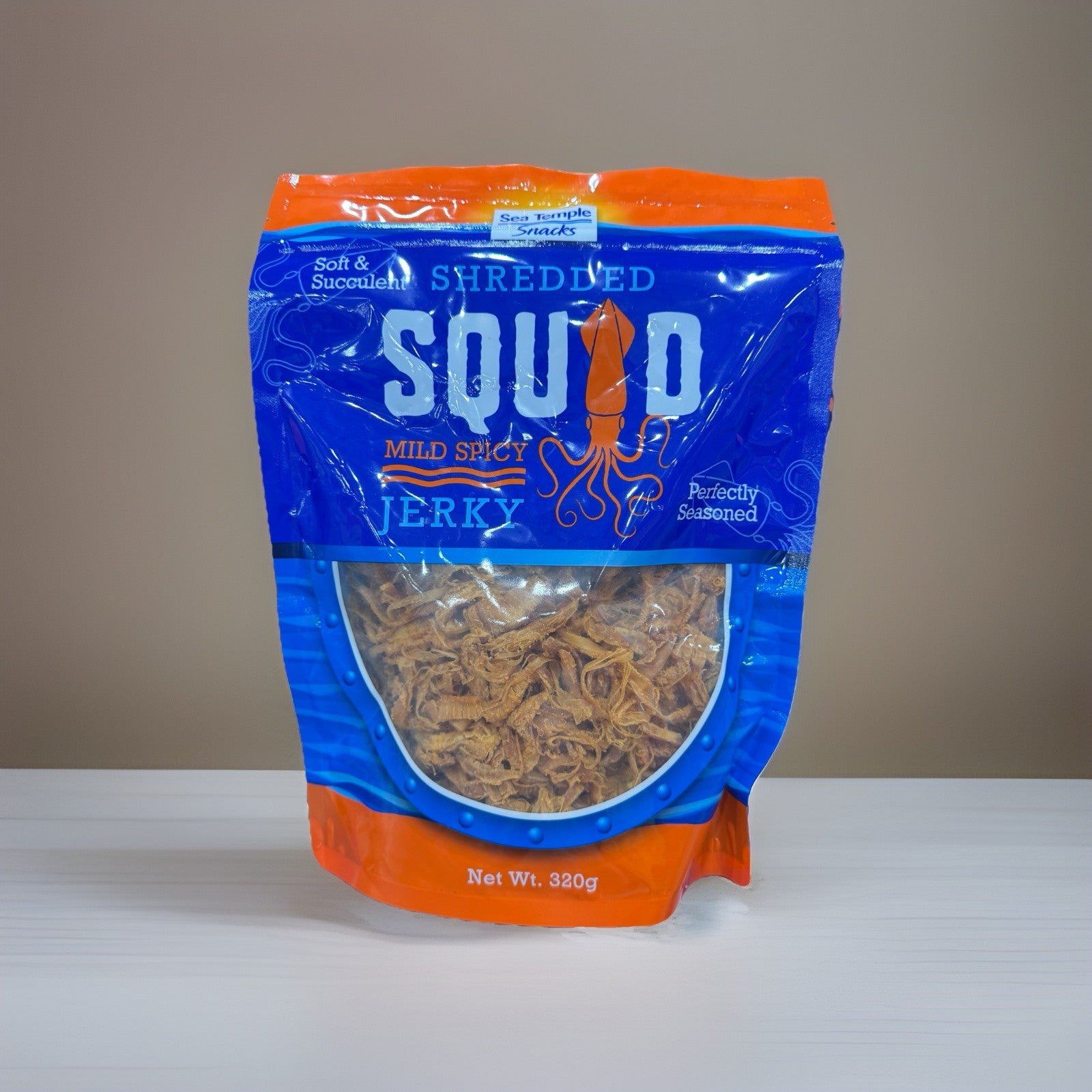 3 PACK x Sea Temple Dried Soft Toasted Shredded Squid Mild Spicy Jerky Snack320g