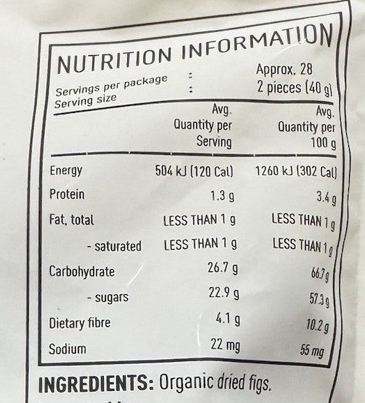 Sunny Fruit Organic Sun Dried Smyrna Figs 1.13kg Unsulphured No Sugar Added