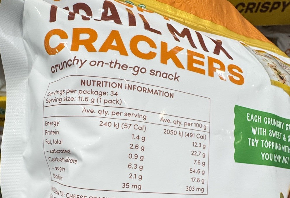 Tropical Fields 34-Pack Crispy Baked Trail Mix Crackers 394g with Nuts and Seeds