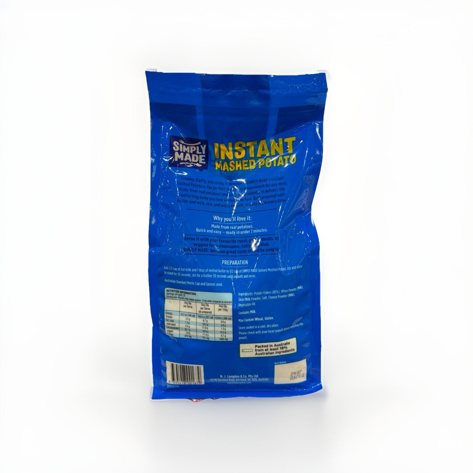 Simply Made Instant Mashed Potato 1kg,Real Potatoes,No Added MSG &Preservativves