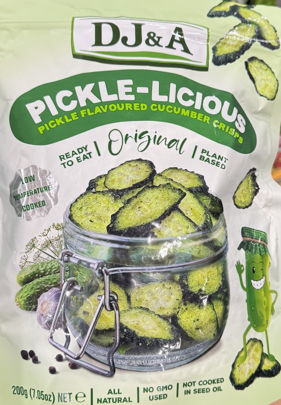 DJ&A Pickle-Licious Pickle Flavoured Cucumber Crisps Original 200g All Natural