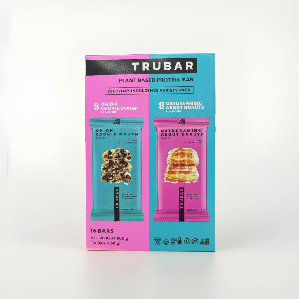 TRUBAR Plant Based Protein Bar Cookie Dough & Donuts Variety Pack 16 Bars 800g