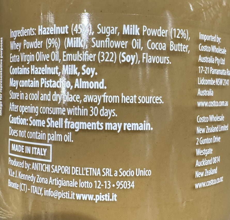 Pisti Spreadable Hazelnut Creme 600g - Non GMO, Gluten Free , Made in Italy