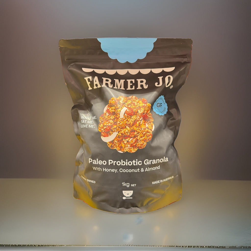 2 PACK x Farmer Jo Paleo Probiotic Granola 1KG with Honey, Coconut & Almond