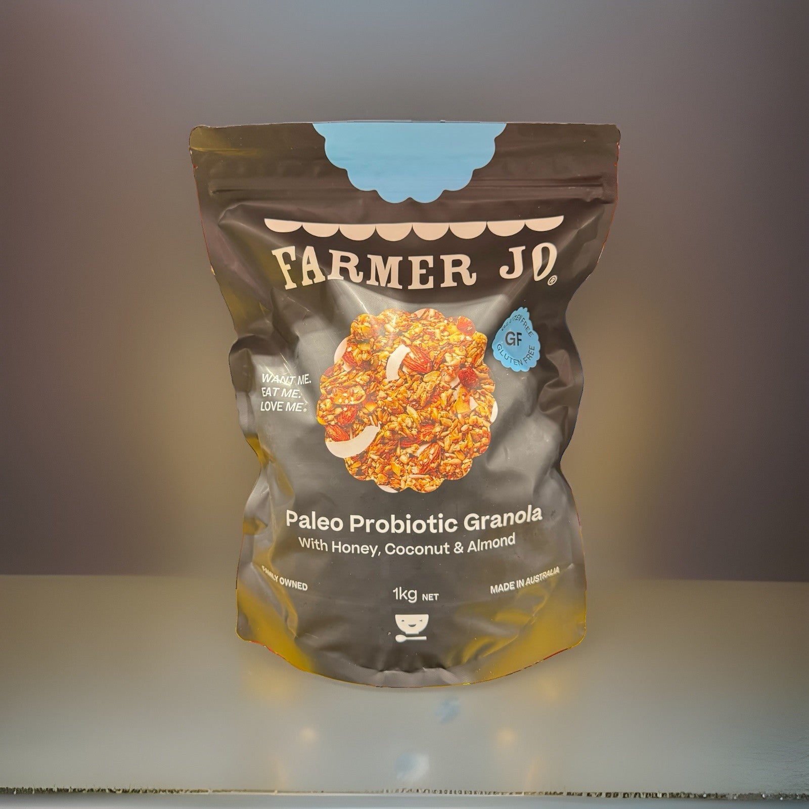 2 PACK x Farmer Jo Paleo Probiotic Granola 1KG with Honey, Coconut & Almond